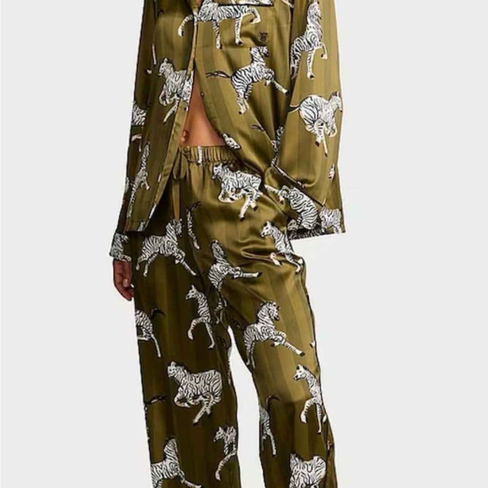 Victoria's Secret Olive Satin Pajama Set